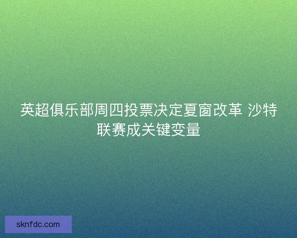英超俱乐部周四投票决定夏窗改革 沙特联赛成关键变量